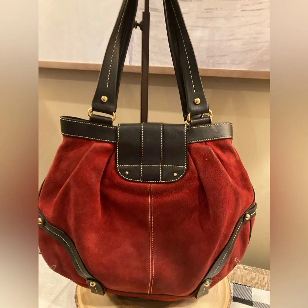 Dooney and Bourke Limited Edition Red Suede Hayden Panettiere (HP) Tote Bag Rare